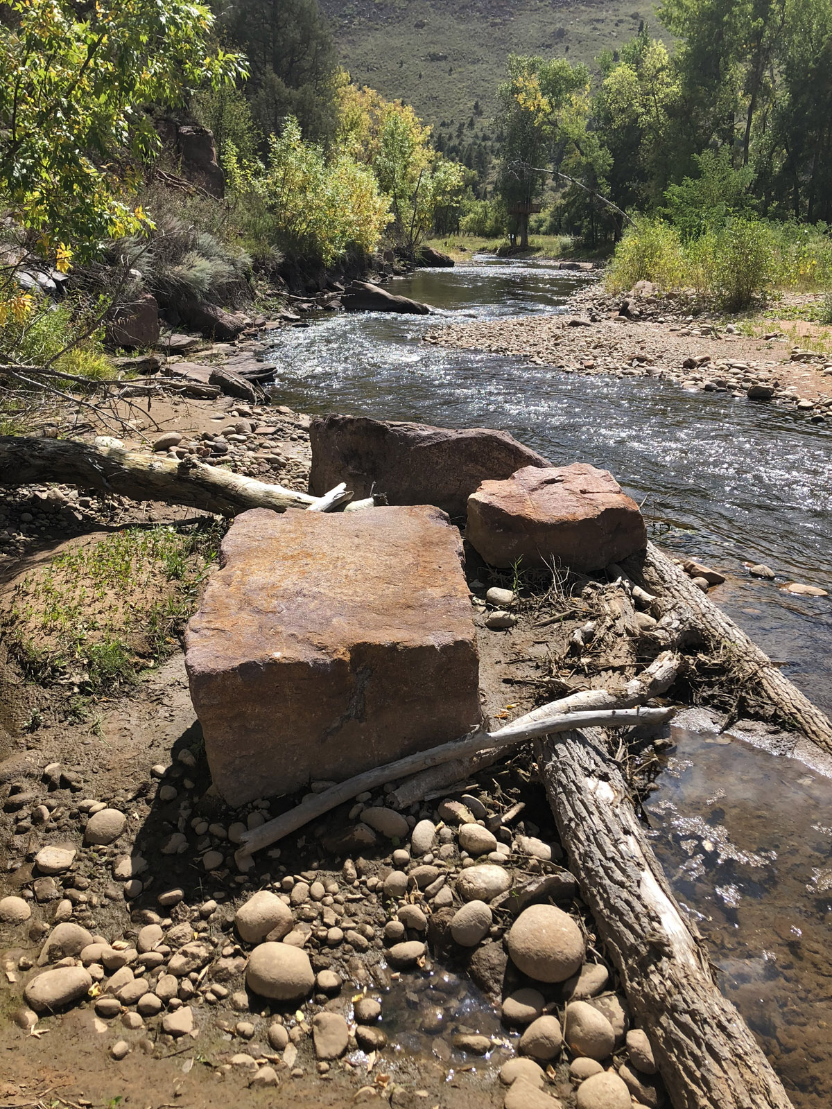 Apple Valley boulders and woody debris